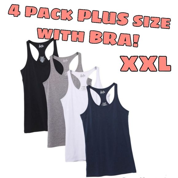 Kalon Studios Tops - NWT 4-Pack Racerback SHELF BRA Camisole Base Layer tank top XXL